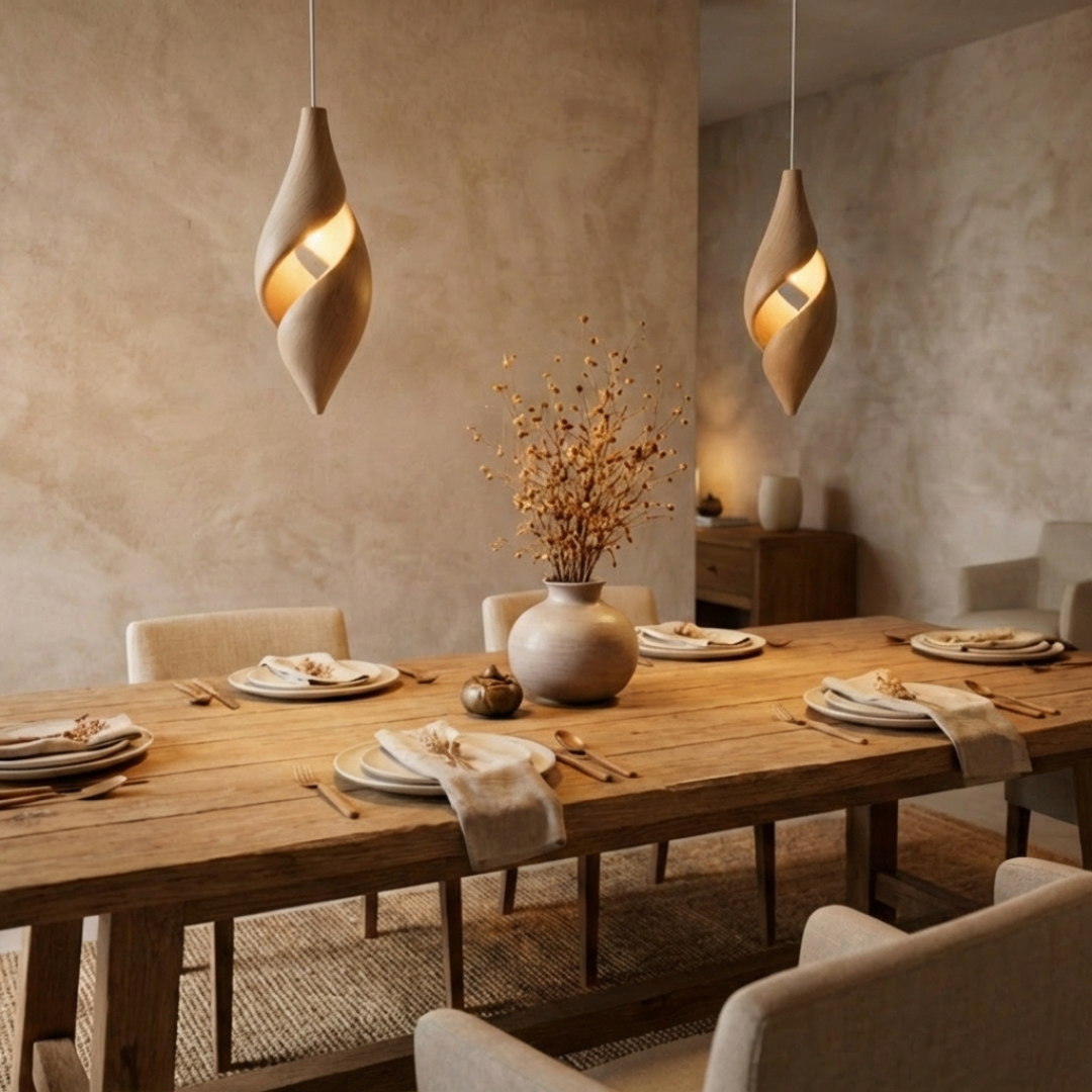 Handcrafted Sculptural Wooden Pendant Lamp for Ultra-Luxury Interiors