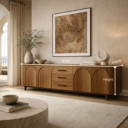 Luxury Solid Wood Sideboard Cabinet – Sculpted Arch Design for Modern Interiors