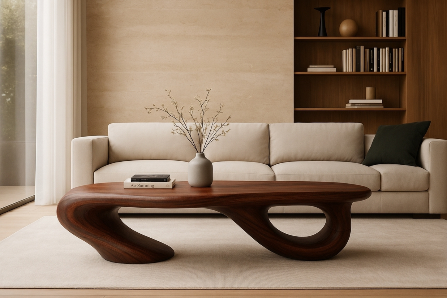 Sculptural Solid-Wood Low Table – Luxury Organic Design