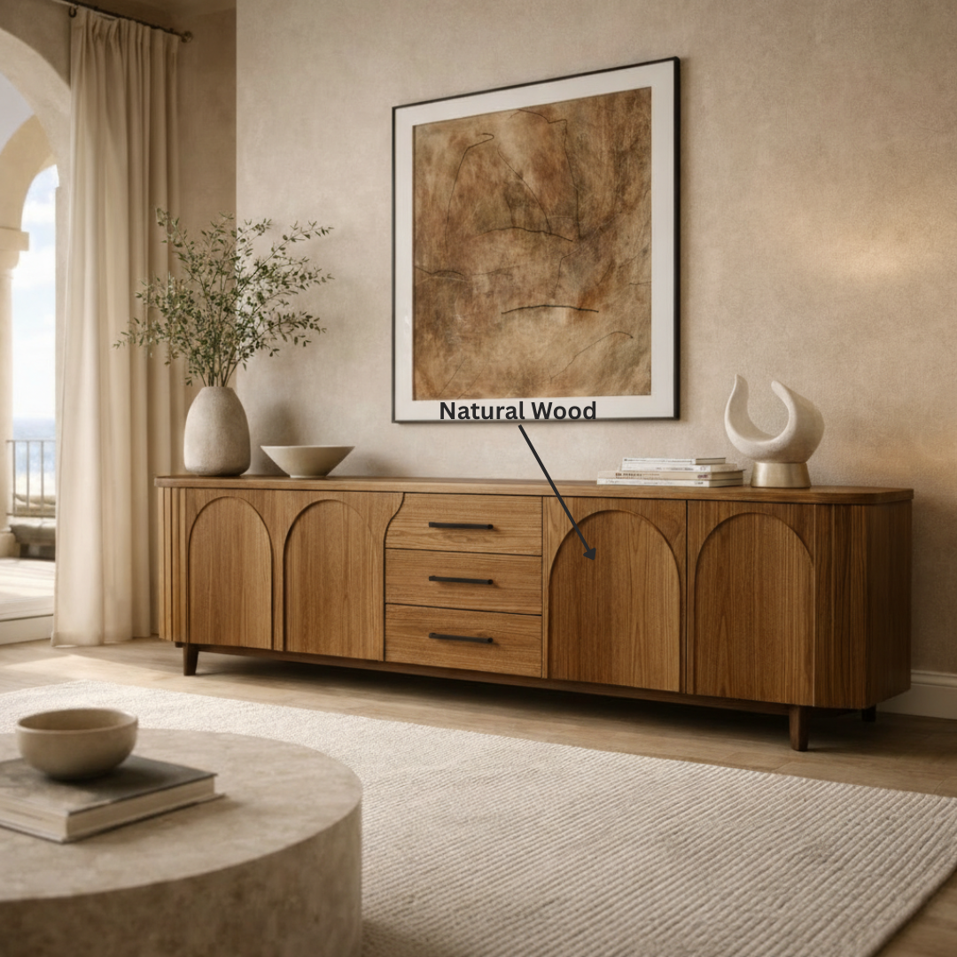 Luxury Solid Wood Sideboard Cabinet – Sculpted Arch Design for Modern Interiors