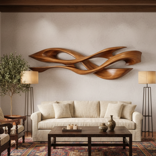 Luxury Sculptural Solid Wood Wall Art – Organic Flow Modern Statement Decor