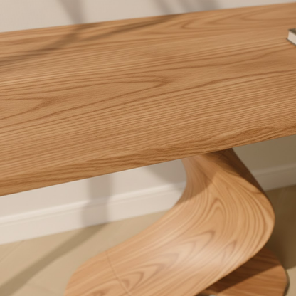 Organic Modern Solid Wood Console Table Featuring a Sculpted S-Curve Base