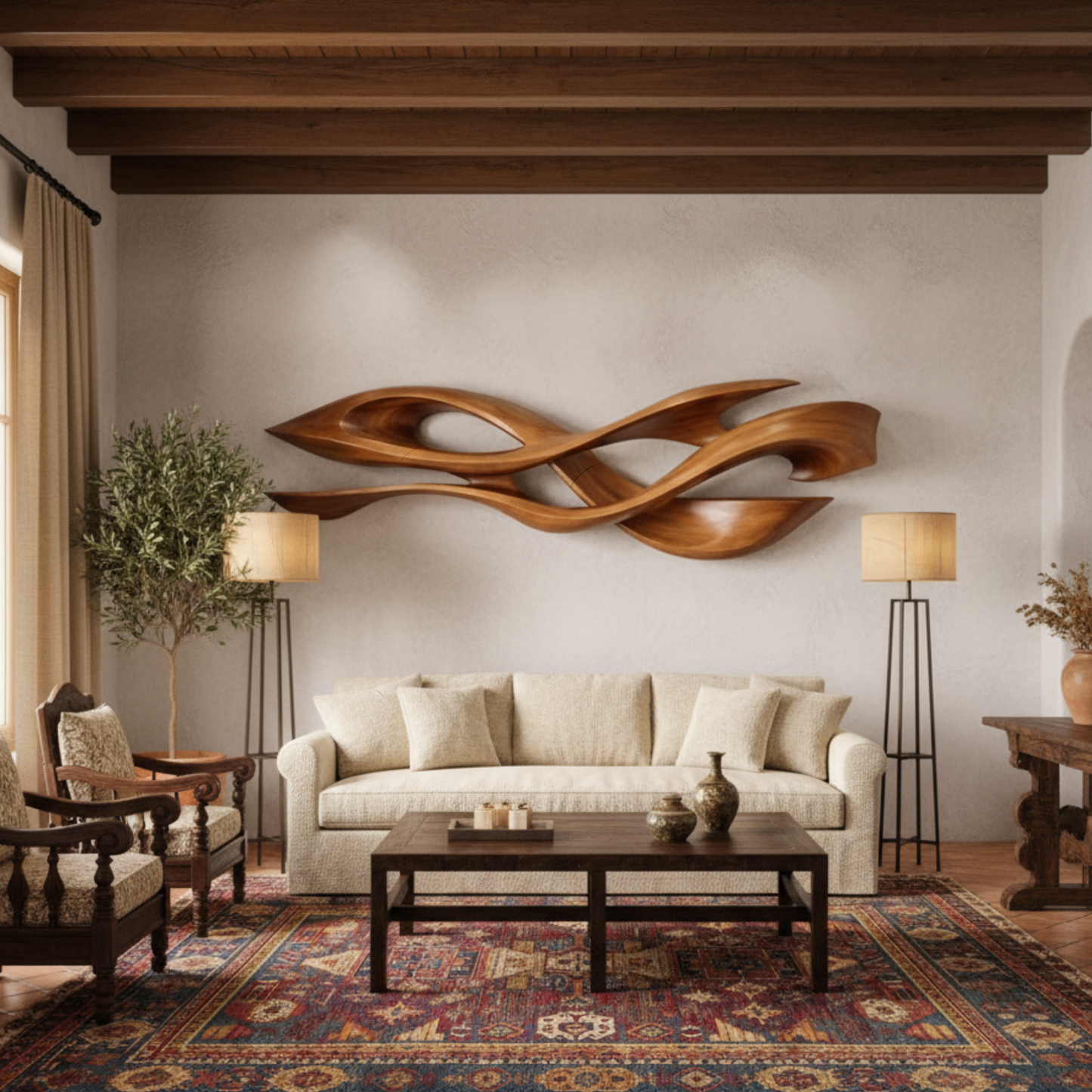 Luxury Sculptural Solid Wood Wall Art – Organic Flow Modern Statement Decor