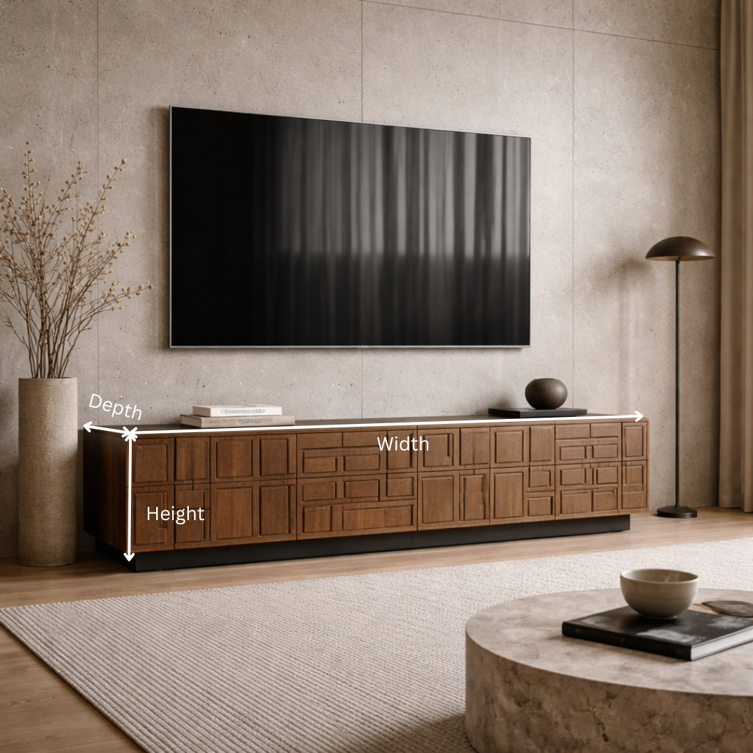 Custom Solid Wood TV Console -Luxury Modern Media Cabinet for Living Room