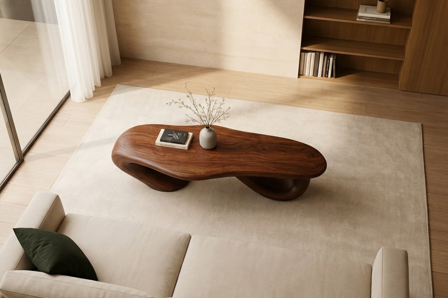 Sculptural Solid-Wood Low Table – Luxury Organic Design