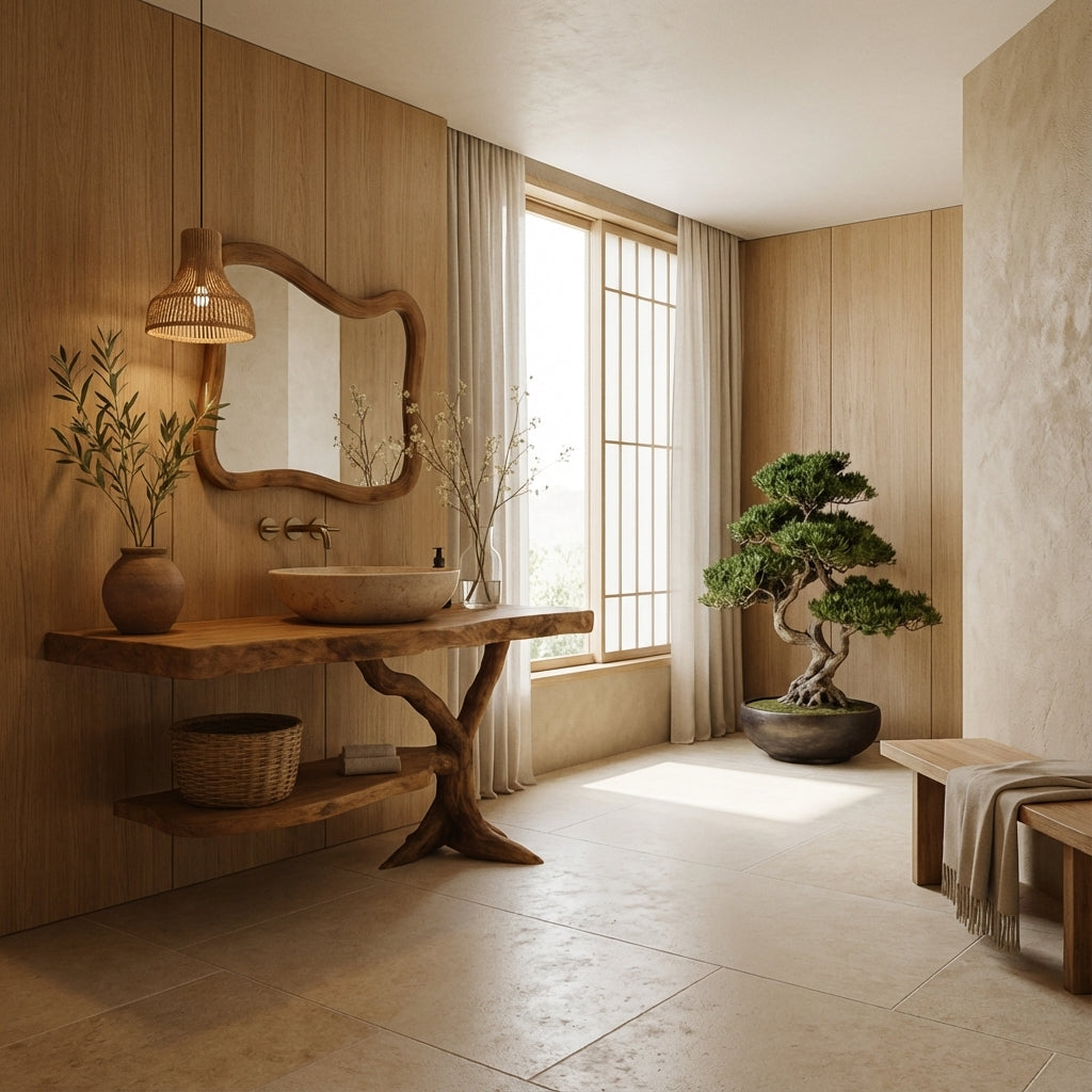 Natural Live-Edge Wood Bathroom Vanity – Luxury Handcrafted