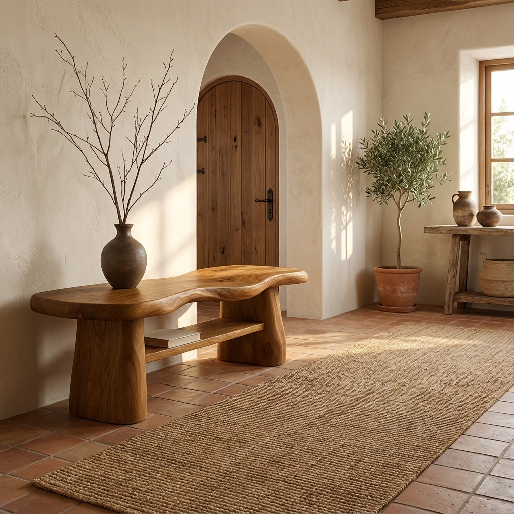 Organic Solid Wood Bench – Sculpted Live-Edge Design