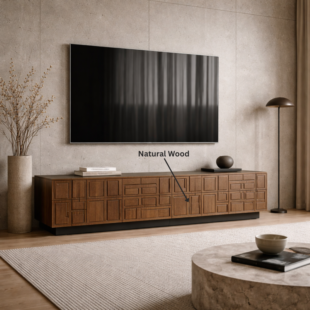 Custom Solid Wood TV Console -Luxury Modern Media Cabinet for Living Room