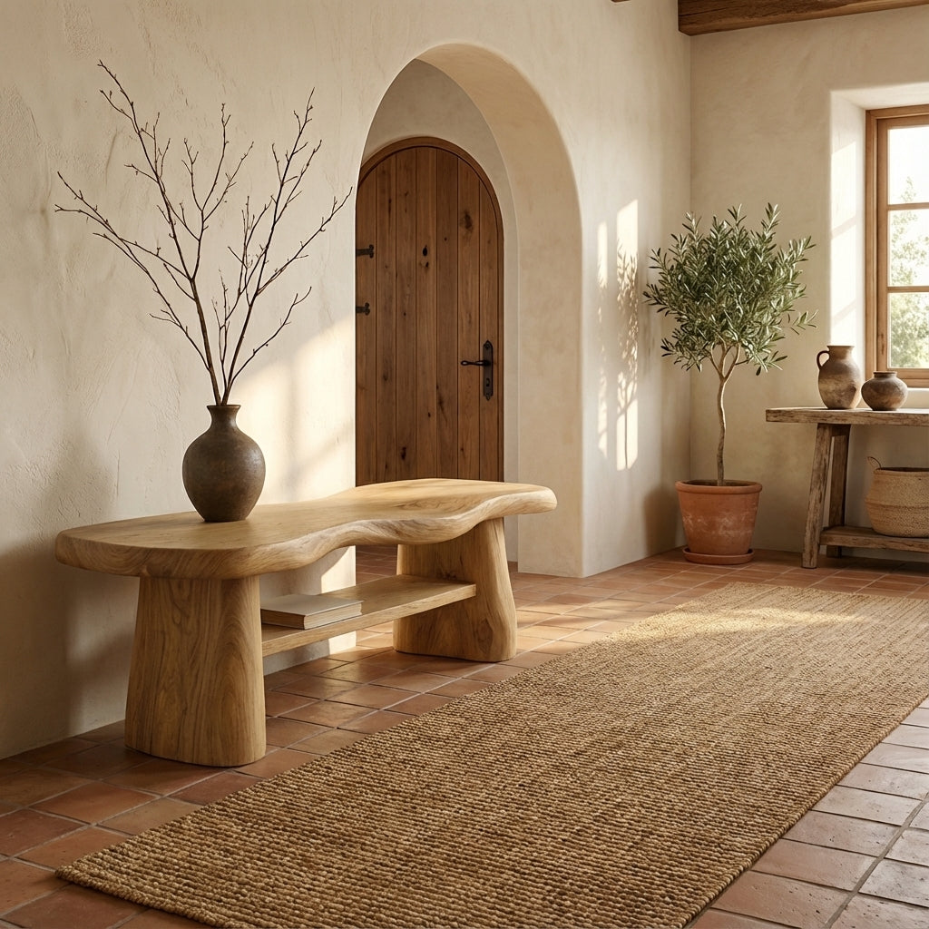 Organic Solid Wood Bench – Sculpted Live-Edge Design