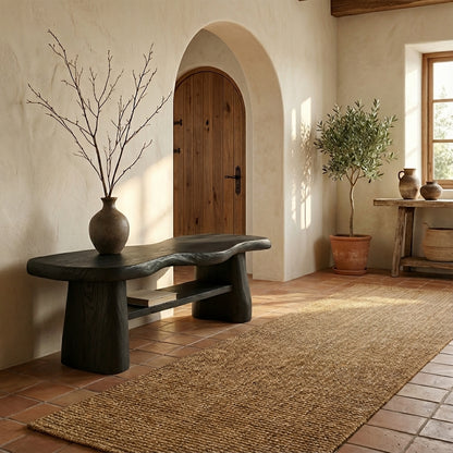 Organic Solid Wood Bench – Sculpted Live-Edge Design