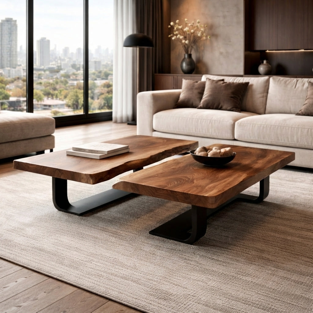 Ultra-Luxury Solid Wood Console Coffee Table With Japandi Style