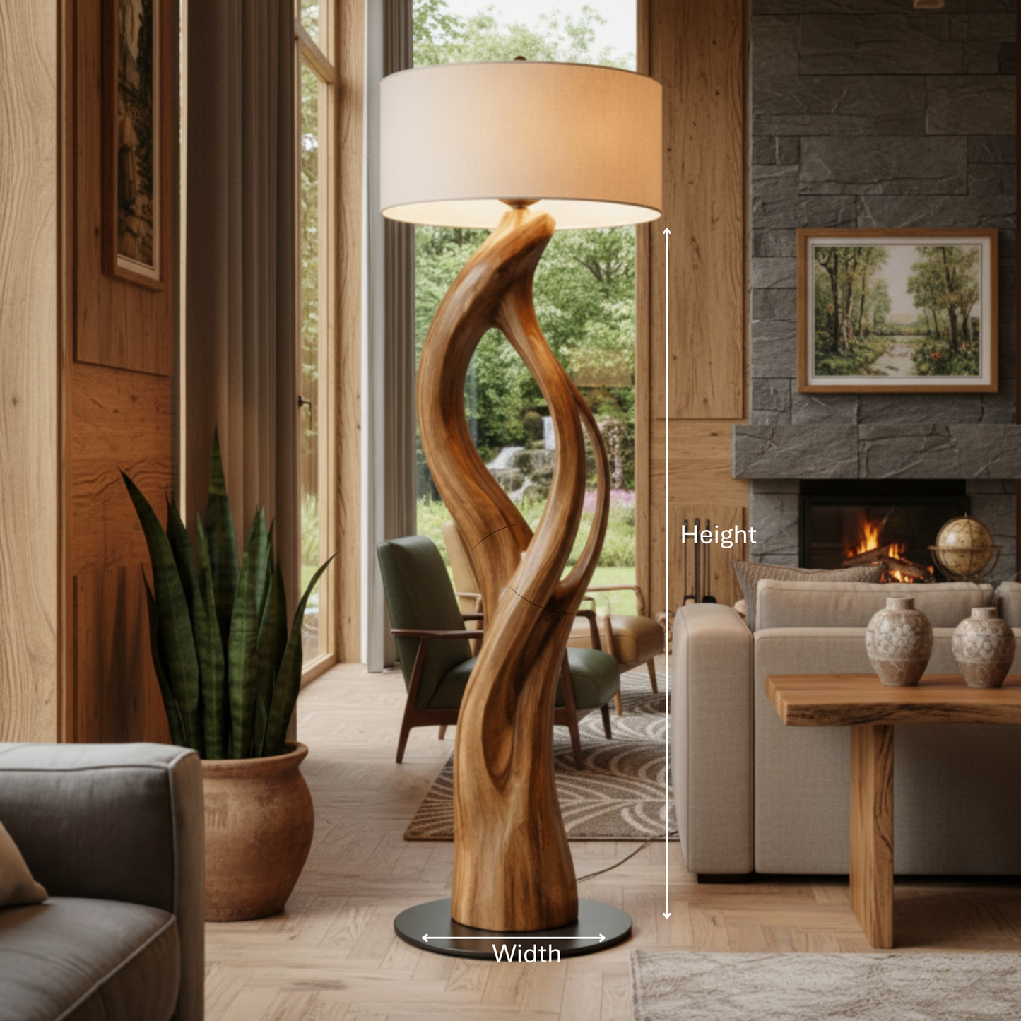 Mid-Century Sculptural Floor Lamp – Solid Wood Artisan Design
