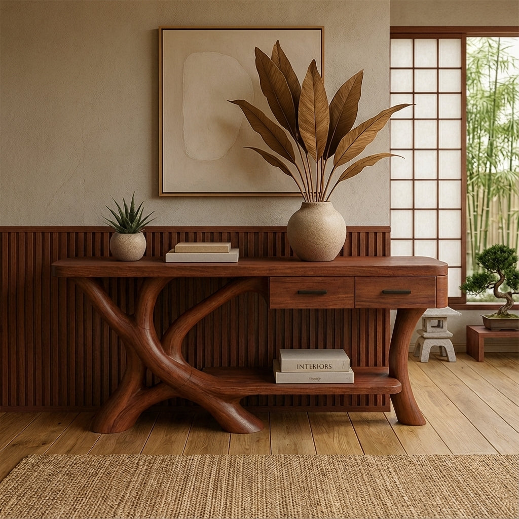 Organic Branch Console Table – Handcrafted Luxury Wood Furniture for Modern Homes