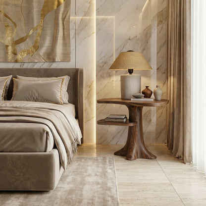 Sculptural Solid Wood End Table – Organic Elegance for Luxury Living