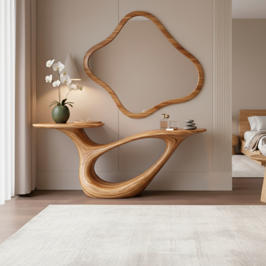 Sculpted Solid Wood Console Table – Organic Modern Luxury Furniture