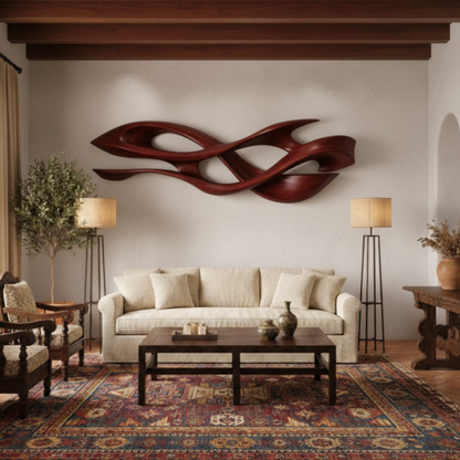Luxury Sculptural Solid Wood Wall Art – Organic Flow Modern Statement Decor