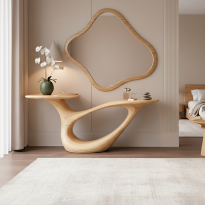Sculpted Solid Wood Console Table – Organic Modern Luxury Furniture