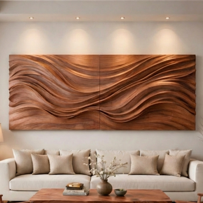 Hand-Carved Sculptural Wooden Wall Art – Luxury Organic Modern Statement Piece