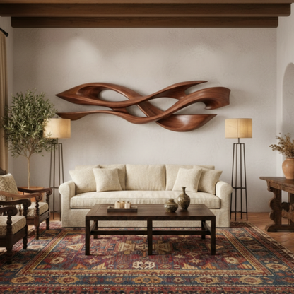 Luxury Sculptural Solid Wood Wall Art – Organic Flow Modern Statement Decor