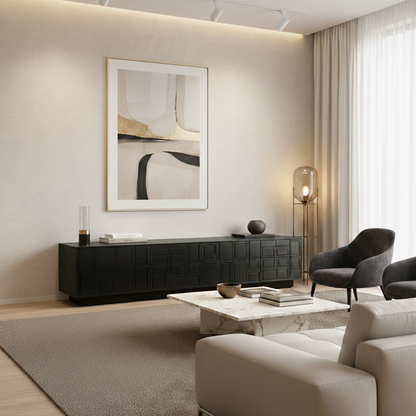 Custom Solid Wood TV Console -Luxury Modern Media Cabinet for Living Room
