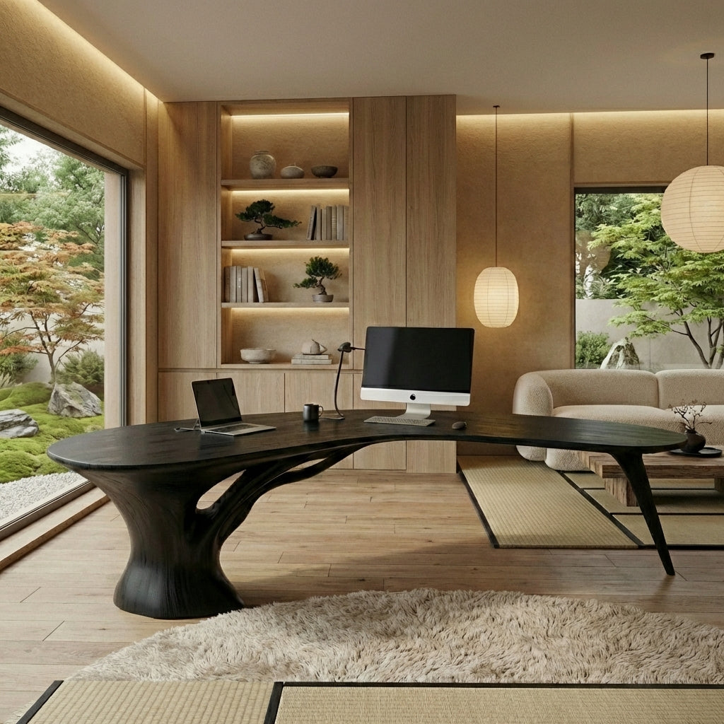 Luxury Sculptural Wood Desk – Artistic Workspace for Designers & Architects