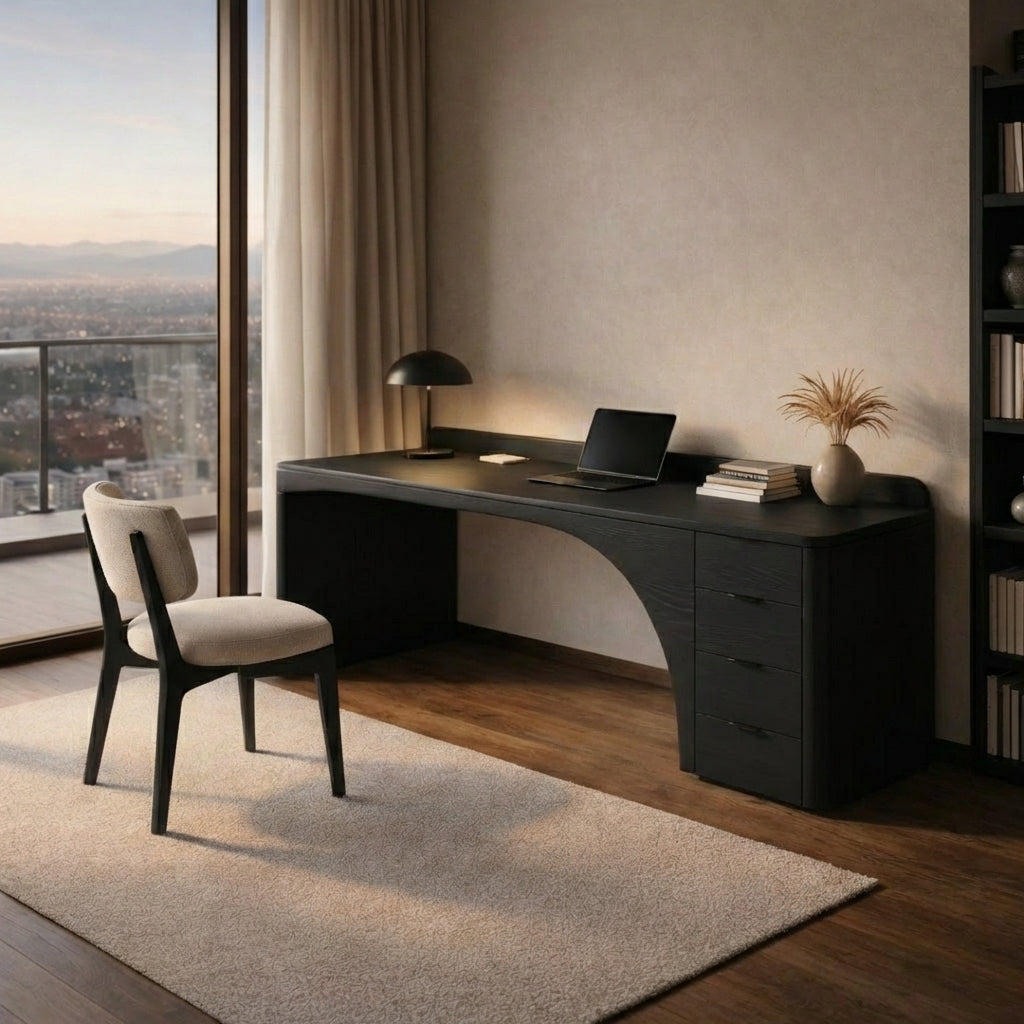 Handcrafted Sculptural Wood Desk – Premium Luxury Home Office