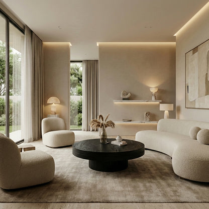 Sculptural Round Solid Wood Coffee Table – Timeless Elegance for Refined Living Rooms