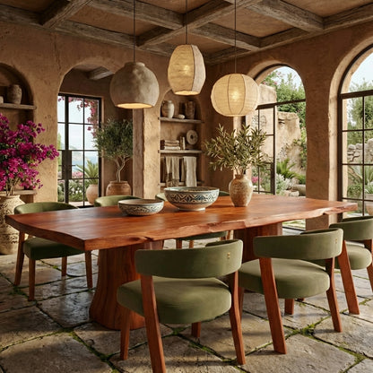 Organic Live Edge Solid Wood Dining Table – Sculptural Tree Trunk Dining Table Craftsmanship