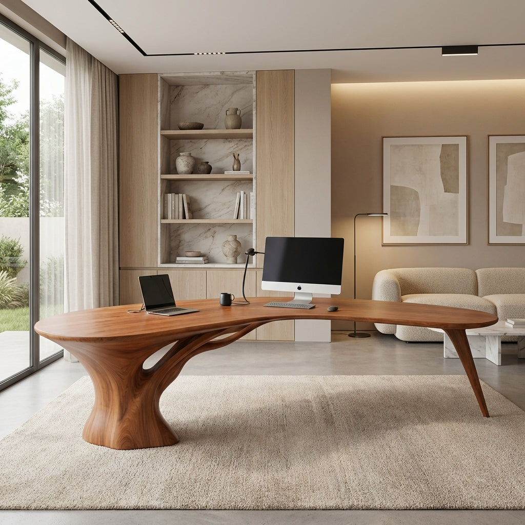 Luxury Sculptural Wood Desk – Artistic Workspace for Designers & Architects