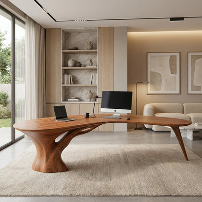 Luxury Sculptural Wood Desk – Artistic Workspace for Designers & Architects
