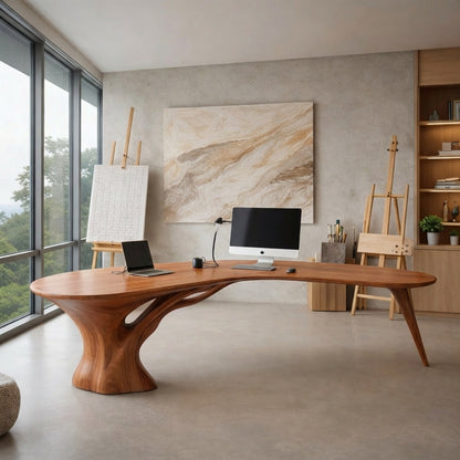 Luxury Sculptural Wood Desk – Artistic Workspace for Designers & Architects