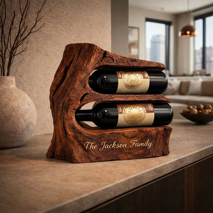Luxury Wooden Wine Rack for 2 Bottles – Handcrafted Decor for Home Bar & Wine Cellar