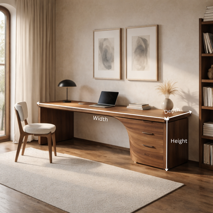 Handcrafted Live-Edge Solid Wood Office Desk – Sculptural Luxury Home Office Desk