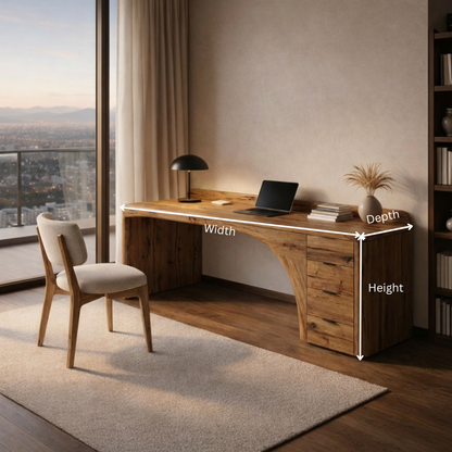 Handcrafted Sculptural Wood Desk – Premium Luxury Home Office