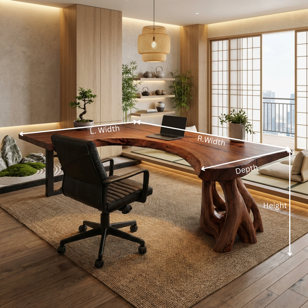 Sculptural Live Edge Office Desk – Handcrafted Solid Wood Luxury Statement