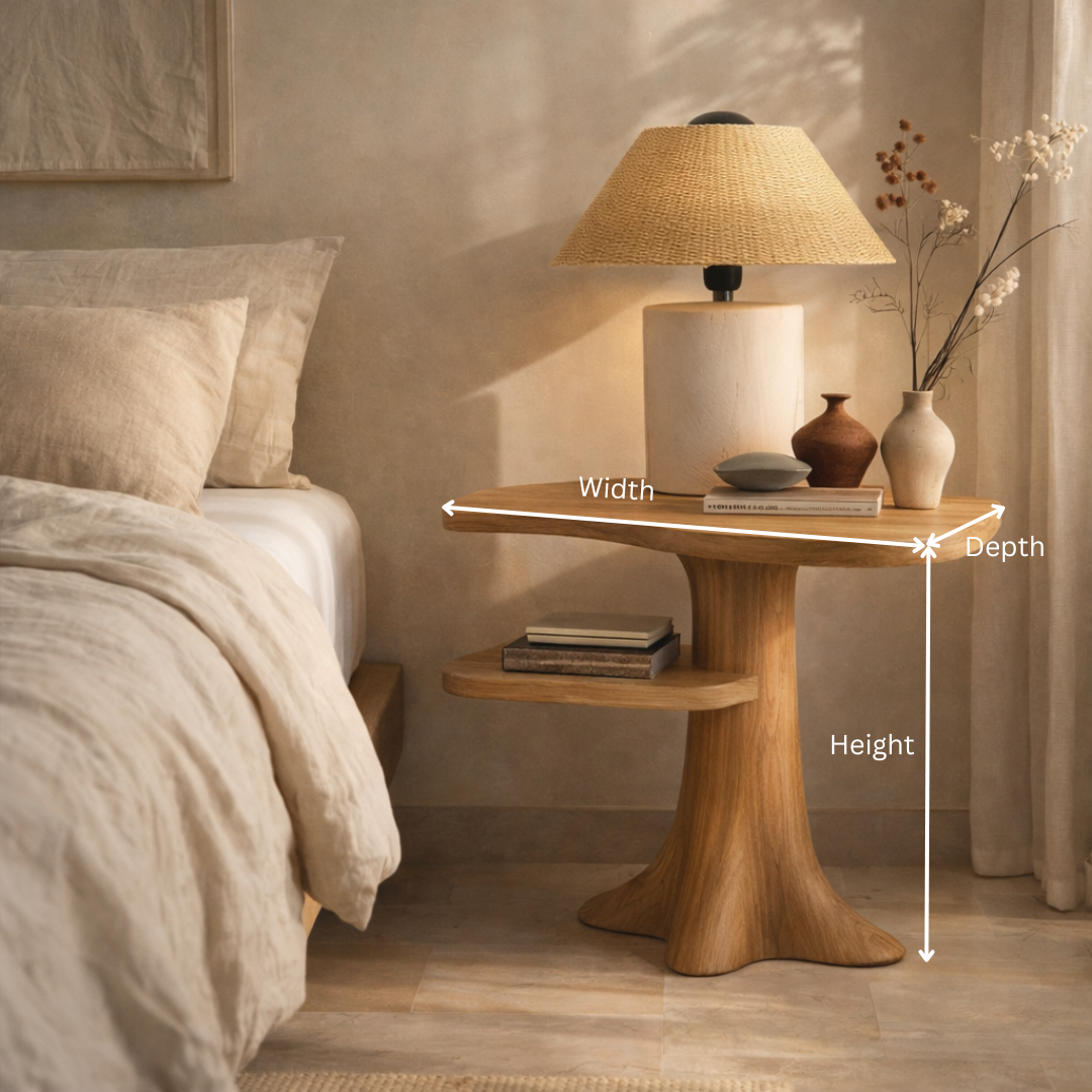 Sculptural Solid Wood End Table – Organic Elegance for Luxury Living