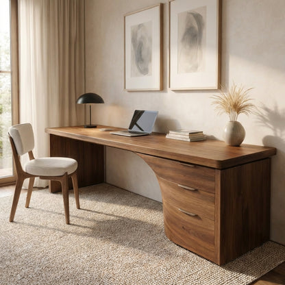 Handcrafted Live-Edge Solid Wood Office Desk – Sculptural Luxury Home Office Desk