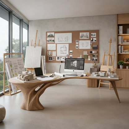 Luxury Sculptural Wood Desk – Artistic Workspace for Designers & Architects