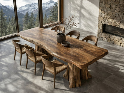 Live-Edge Solid Wood Dining Table - Sculptural Design for Luxury Homes