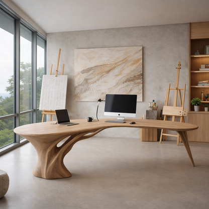 Luxury Sculptural Wood Desk – Artistic Workspace for Designers & Architects