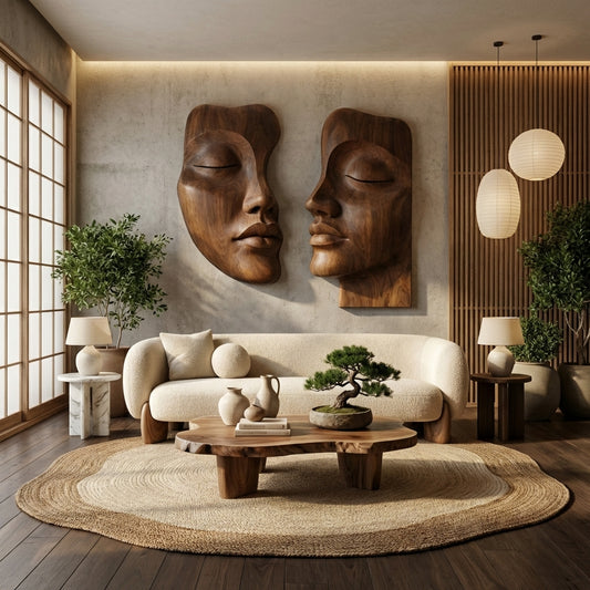Hand-Carved Face Wall Sculpture – Bespoke Wooden Art for Luxury Interiors