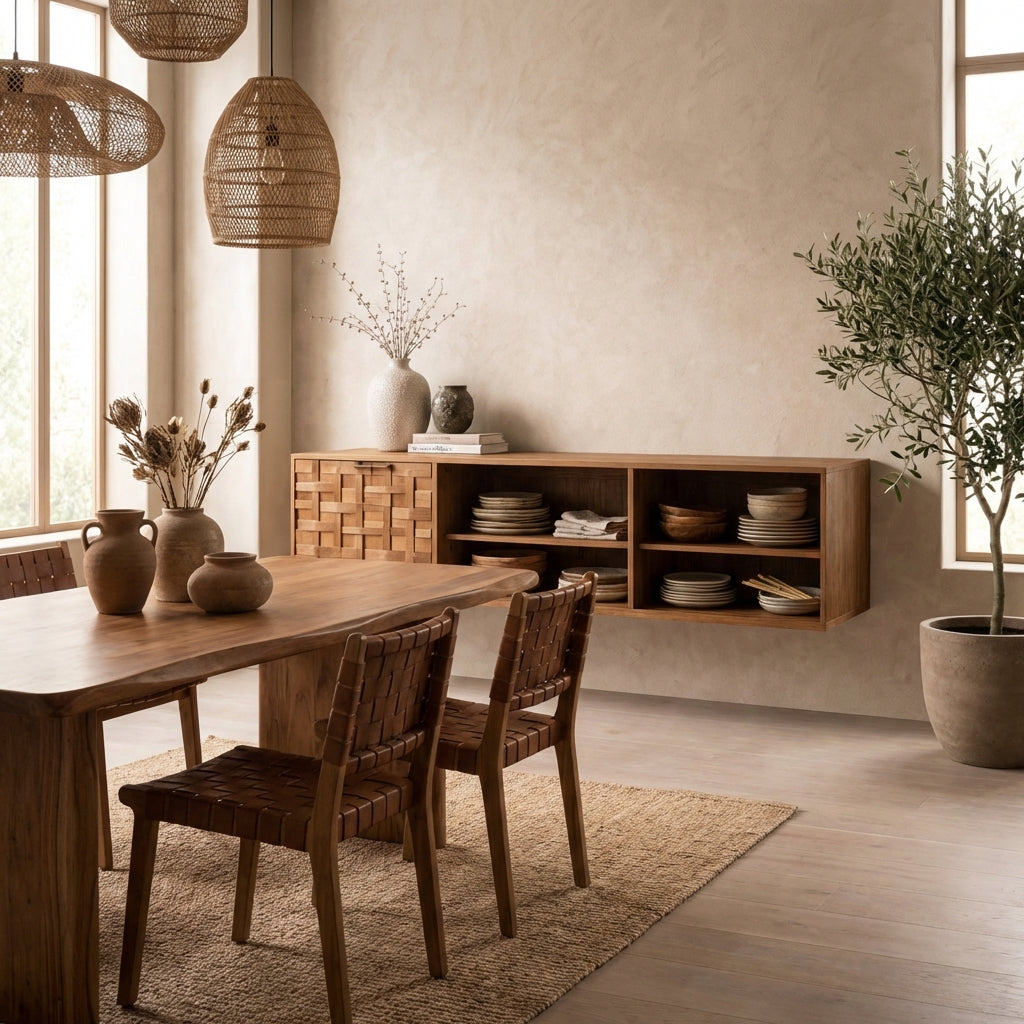 Floating Sculptural Wood Sideboard - Handcrafted Luxury Storage Furniture