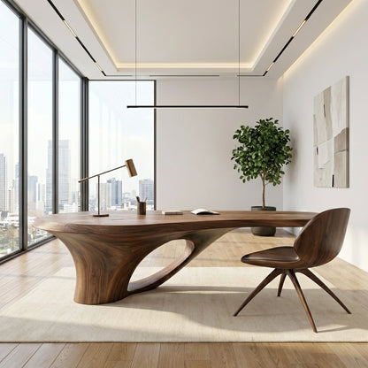 Bespoke Sculptural Wood Desk – Ultra Luxury Home Office Furniture