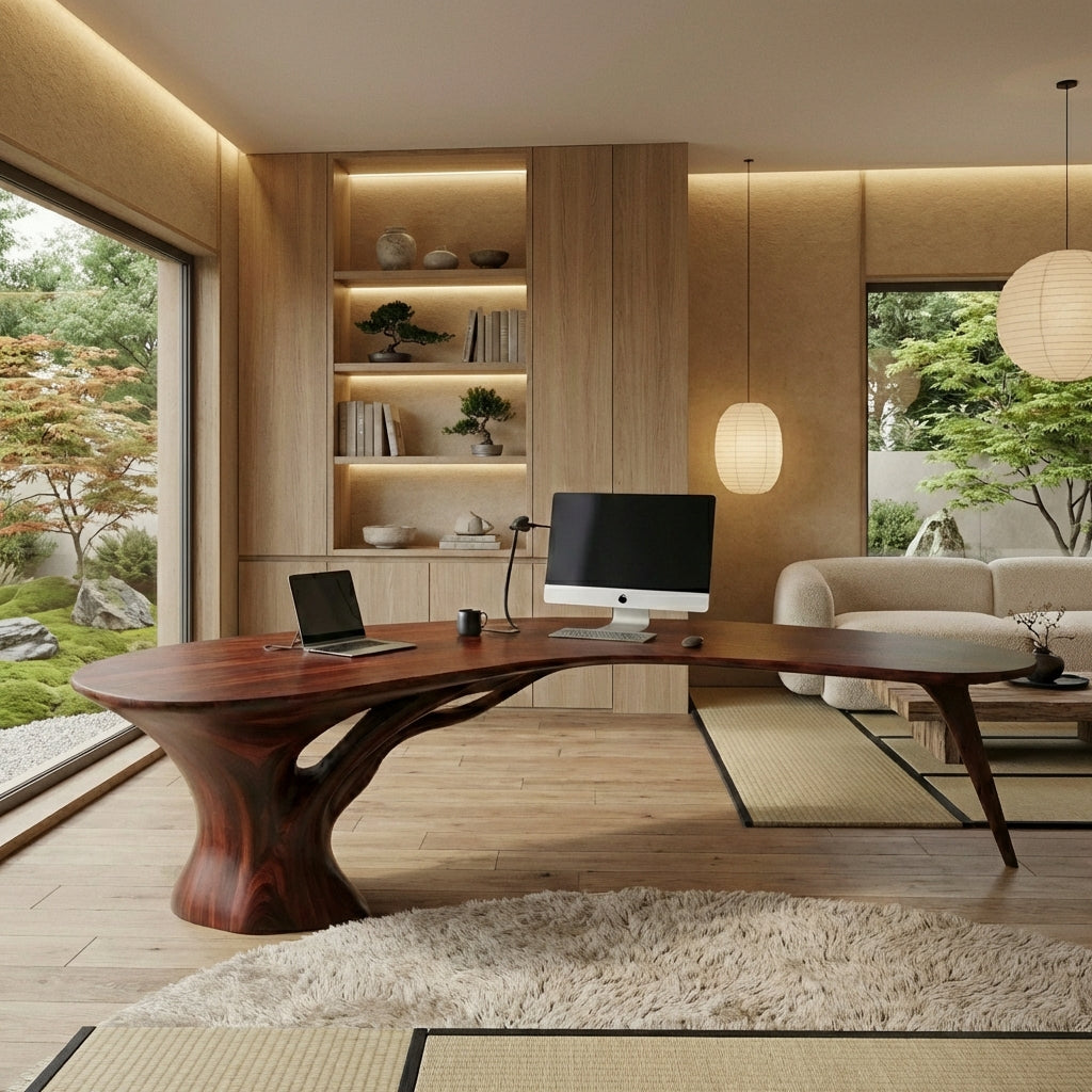 Luxury Sculptural Wood Desk – Artistic Workspace for Designers & Architects