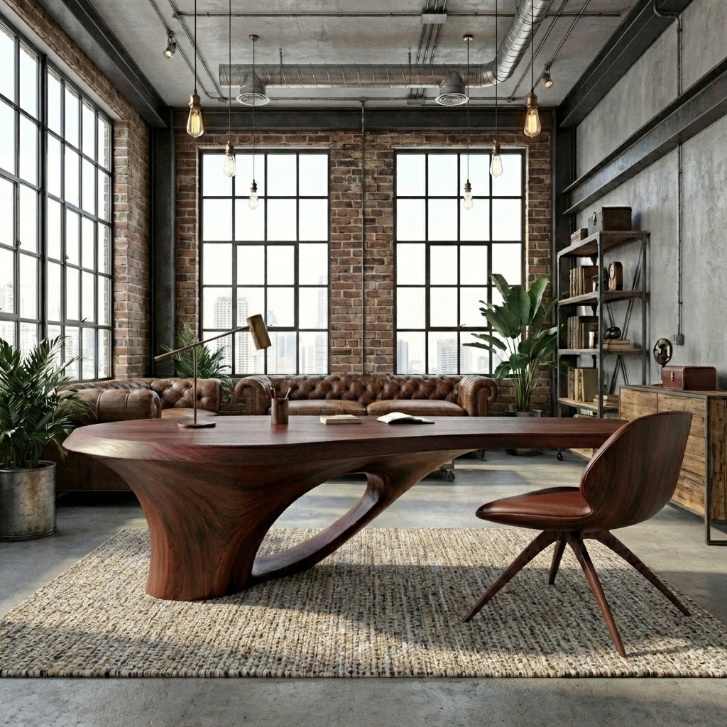 Bespoke Sculptural Wood Desk – Ultra Luxury Home Office Furniture