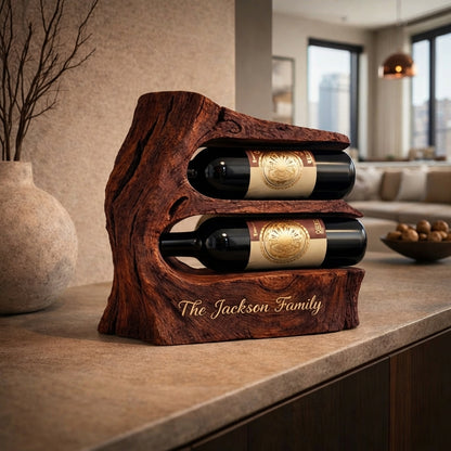 Luxury Wooden Wine Rack for 2 Bottles – Handcrafted Decor for Home Bar & Wine Cellar