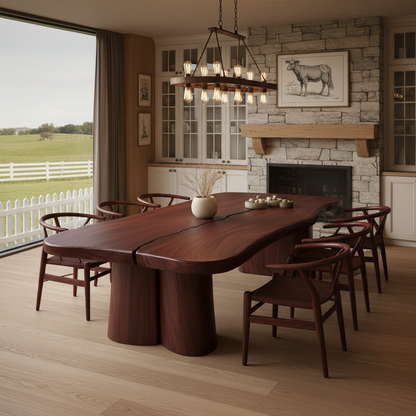 Organic Sculptural Dining Table – Japandi Luxury Solid Wood Table for High-End Modern Homes