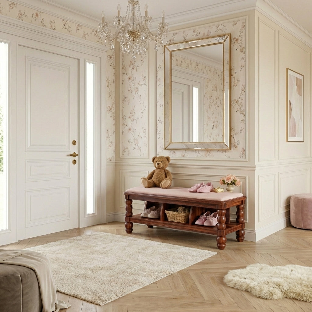 Premium Shoes Bench for Girls’ Rooms- Elegant Storage