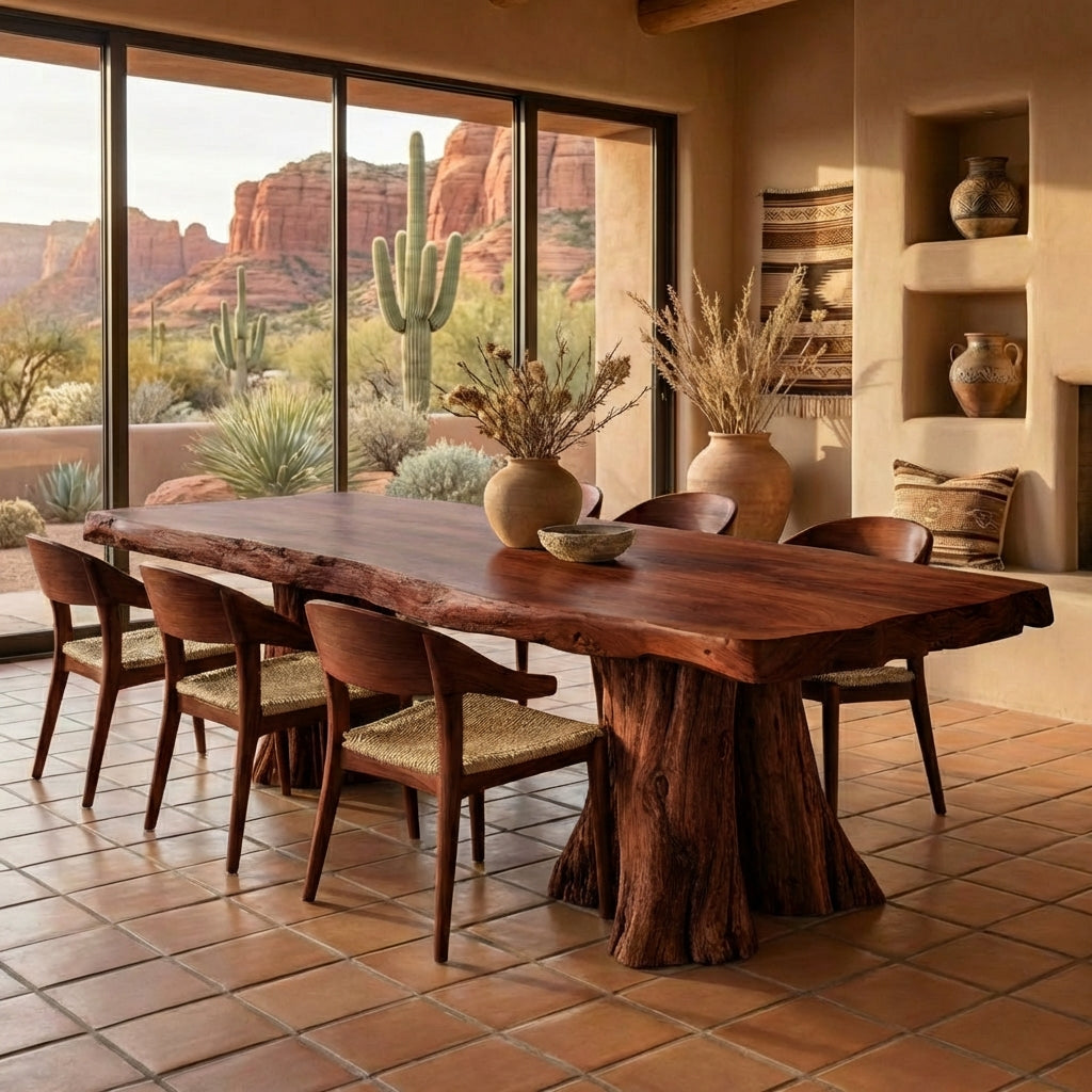 Live-Edge Solid Wood Dining Table - Sculptural Design for Luxury Homes