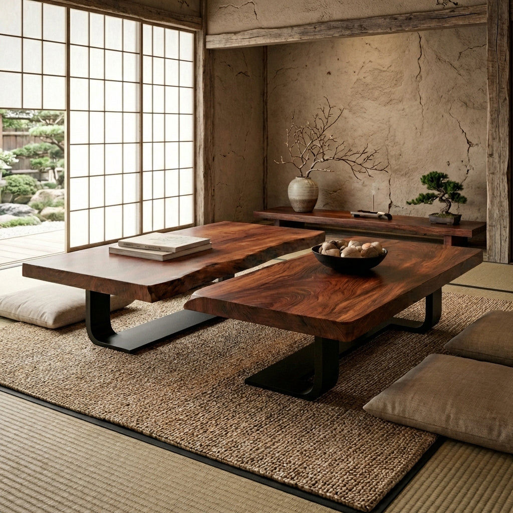 Ultra-Luxury Solid Wood Console Coffee Table With Japandi Style